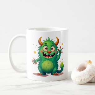 Taza De Café Alegre Monstruo Verde: Un Compañero Amigable