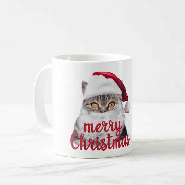 Taza De Café alegre navidad santa cat mug (Anverso izquierdo)