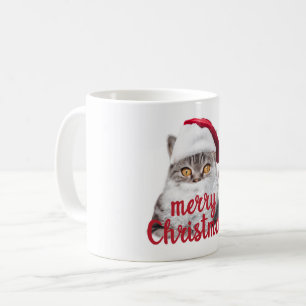 Taza De Café alegre navidad santa cat mug