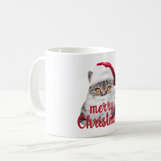 Taza De Café alegre navidad santa cat mug (Anverso izquierdo)