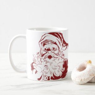 Taza De Café Alegre Papá Noel en Rojo Navidad Divertida Retro F