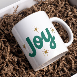 Taza De Café Alegre verde y blanco con Navidades estrella