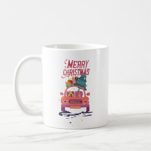 Taza De Café Alegres Navidades en viaje por carretera Mug (Izquierda)