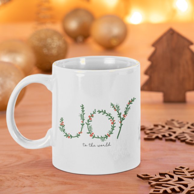 Taza De Café Alegría a los Navidades del mundo, guirnaldas verd (Subido por el creador)