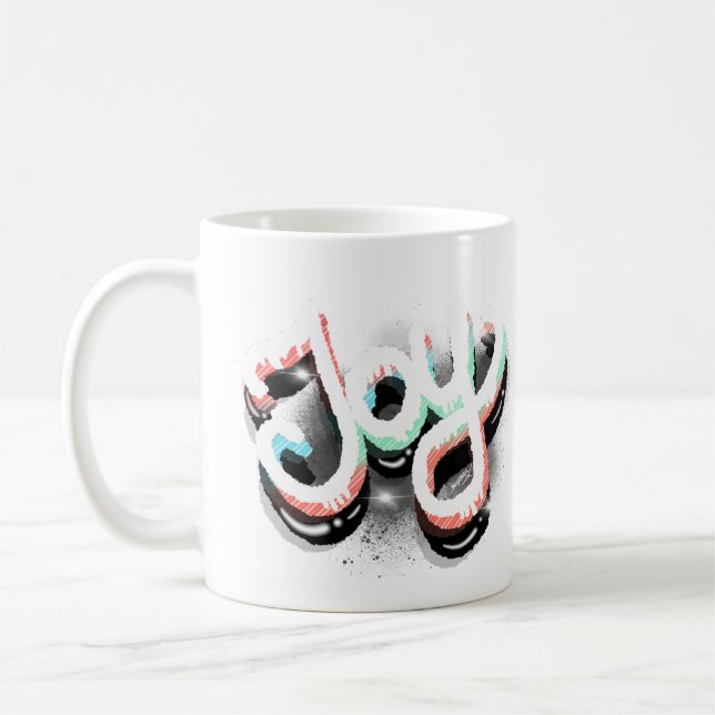 Taza De Café Alegría aerógrafo calle Art Neon Hand Lettering (Izquierda)