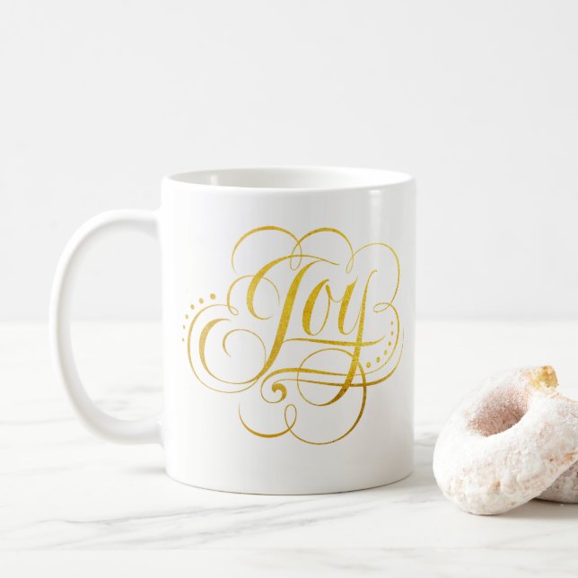 Taza De Café Alegría al mundo - Letras de Navidades de oro (Con donut)