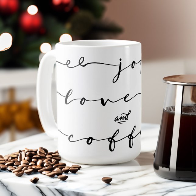 Taza De Café Alegría, amor y café | Elegante vacaciones de escr (Subido por el creador)