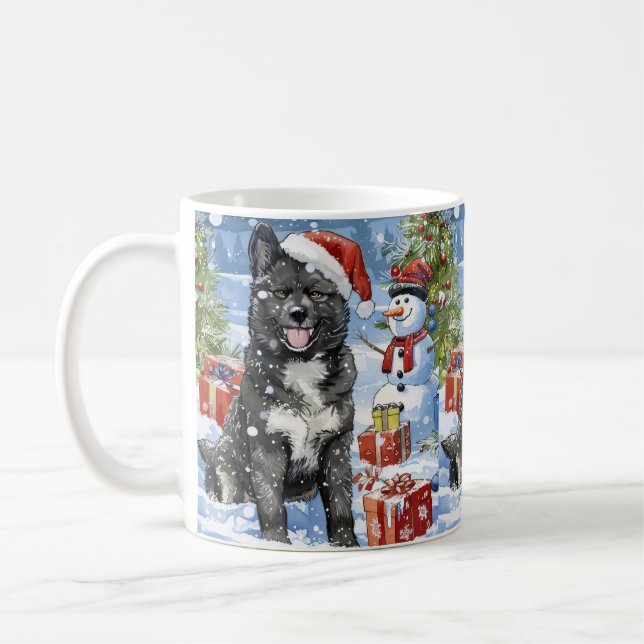 Taza De Café Alegría de los Navidades de invierno de Akita Dog  (Izquierda)