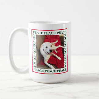 Taza De Café Alegría de paz de perro blanco sonriente lindo 1 N