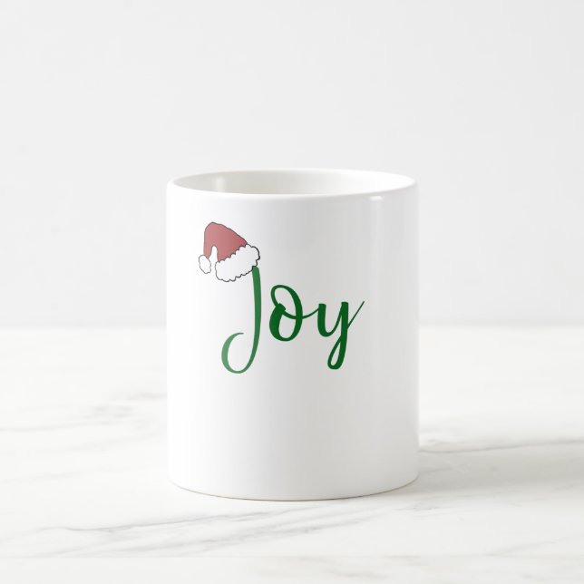 Taza De Café Alegría en verde con Santa Hat (Centro)