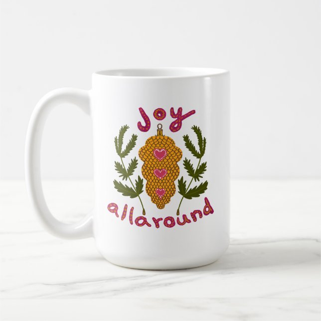 Taza De Café Alegría por todo el ornamento de Navidad (Izquierda)