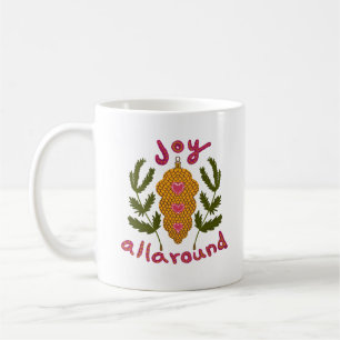 Taza De Café Alegría por todo el ornamento de Navidad