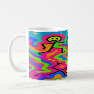 Taza De Café Alegría psicodélica - Bailarina Figura arcoiris Mu