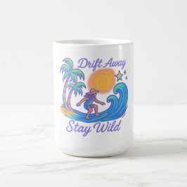 Taza De Café "Alejarse y mantenerse salvaje - Vibes Neon Surfer