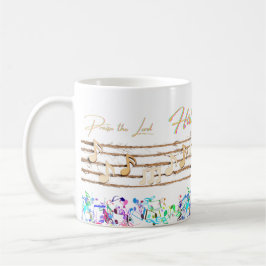 Taza De Café "Aleluya alaba al Señor" Nota musical Diseño Mug