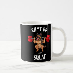 Taza De Café Alemán divertido pastor fitness sentadillas entren
