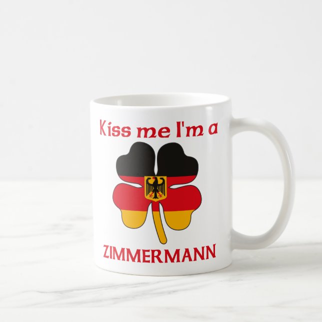 Taza De Café Alemanes personalizada me besan que soy Zimmermann (Derecha)