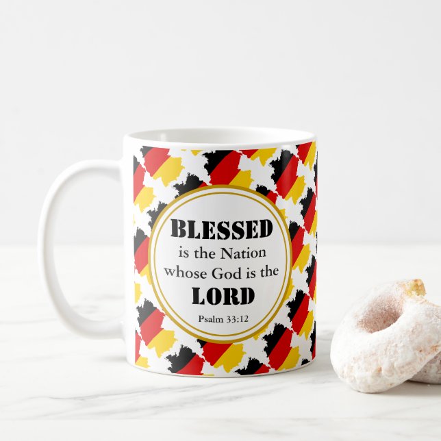 Taza De Café ALEMANIA Deutschland Blessed Monogram Christian (Con donut)