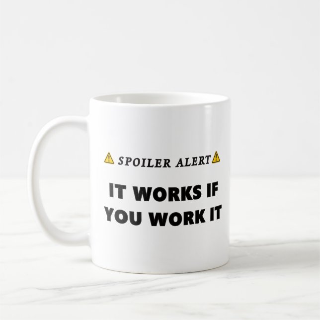 Taza De Café Alerta de Spoiler Funciona Frase Divertida de Recu (Izquierda)