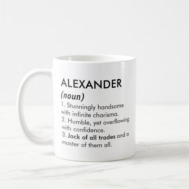 Taza De Café Alexander name, Editable name, Custom name (Izquierda)