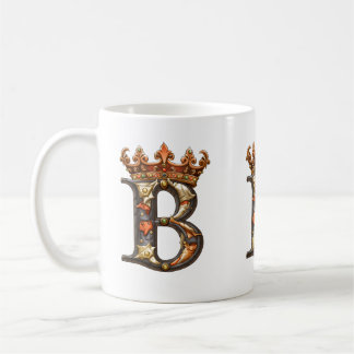 Taza De Café Alfabeto B decorado con corona