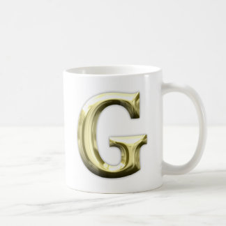 Taza De Café Alfabeto brillante del oro de G de la letra de oro