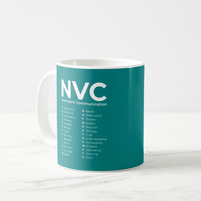 Taza De Café Alfabeto de comunicación no violenta NVC (Anverso izquierdo)