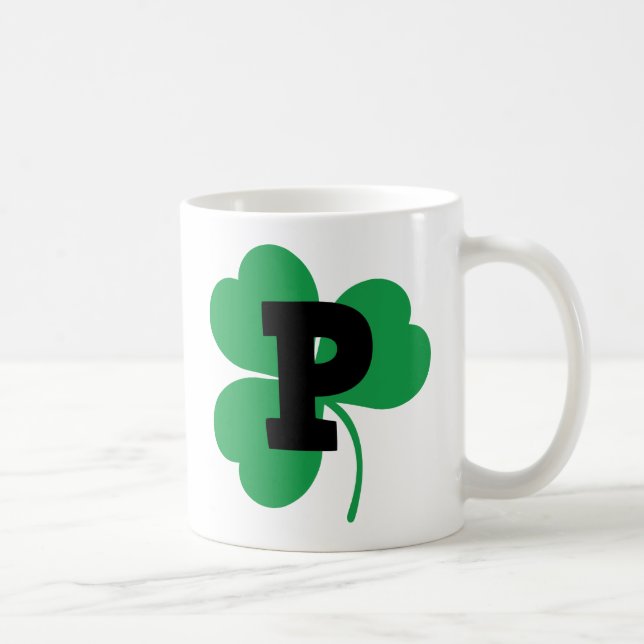 Taza De Café Alfabeto de la letra P de St Patrick (Derecha)