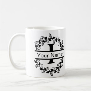 Taza De Café Alfabeto floral con monograma Personalizado de nom