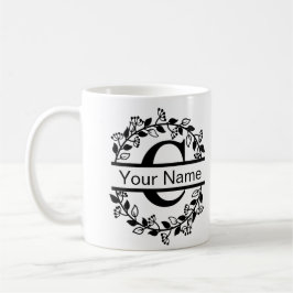 Taza De Café Alfabeto Floral con Monograma Personalizado de Nom