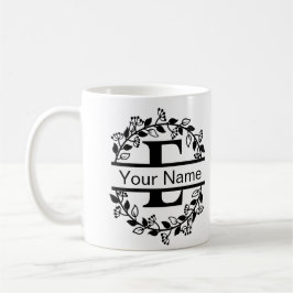 Taza De Café Alfabeto Floral con Monograma Personalizado de Nom