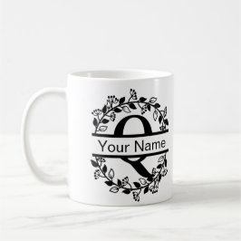 Taza De Café Alfabeto Floral con Monograma Personalizado de Nom