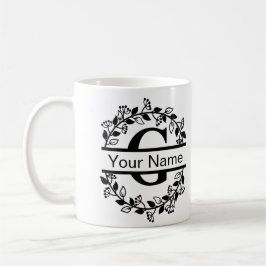 Taza De Café Alfabeto Floral con Monograma Personalizado de Nom