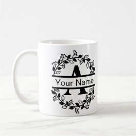 Taza De Café Alfabeto floral con monograma Personalizado de nom