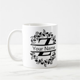 Taza De Café Alfabeto floral con monograma Personalizado de nom