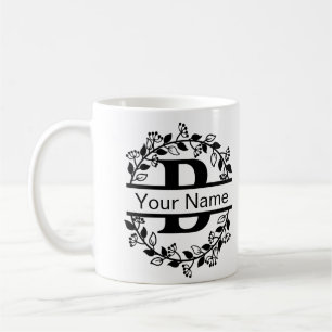 Taza De Café Alfabeto floral con monograma Personalizado de nom