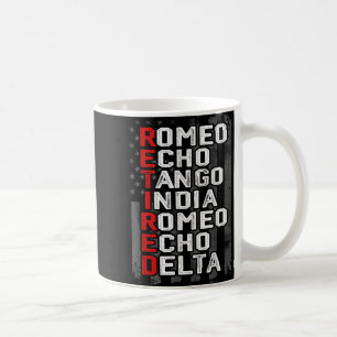 Taza De Café Alfabeto fonético retirado veterano bandera estado