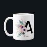 Taza De Café Alfabeto inicial 'A' Mug Monograma Agua Boho<br><div class="desc">Esta letra 'A' Alphabet Mug es tan bonito con hermosas plumas acuáticas y flores. Es sencillo para el personalizar con un nombre - incluso puedes cambiar el color de fondo también - ¡Fácil mascotas! Visita nuestra tienda Printique Creative para más diseños de personalizable... y por supuesto más letras en el...</div>