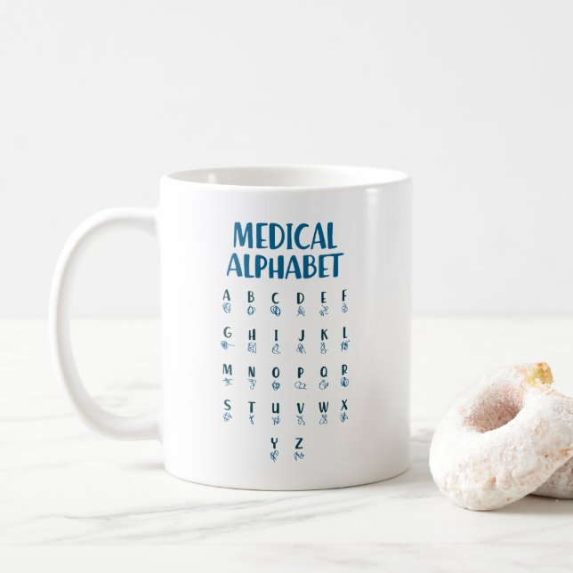 Taza De Café Alfabeto Médico (Con donut)