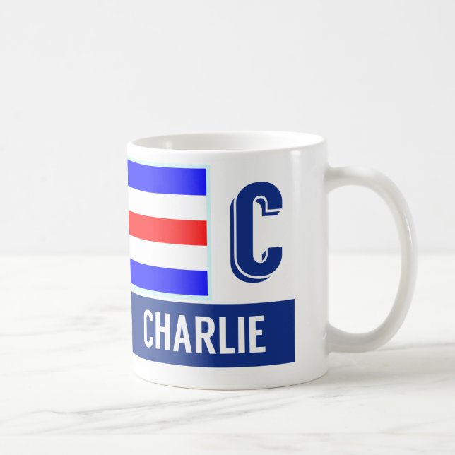 Taza De Café Alfabeto náutico "C" Charlie de la bandera (Derecha)