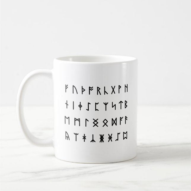 Taza De Café Alfabeto Rúnico [Futhorc] (Izquierda)
