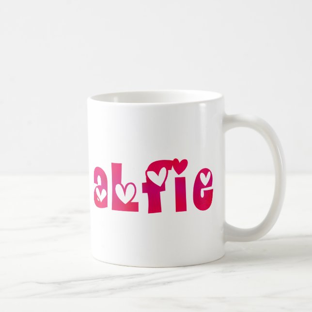 Taza De Café Alfie en los corazones (Derecha)
