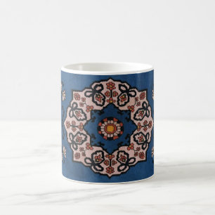 Taza De Café Alfombra con patrón persa turco azul oriental