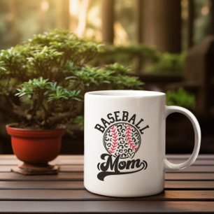 Taza De Café Alfombra impresa de leopardo de la mamá del béisbo