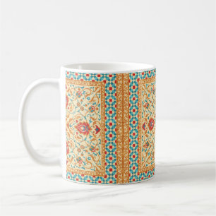 Taza De Café Alfombra oriental, adorno ornamental floral, estí