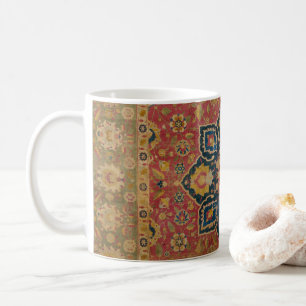 Taza De Café Alfombra Persa Asiática de Kashan de Oro Rojo