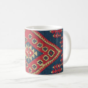 Taza De Café Alfombra Turca Kilim Antique Rojo Azul 