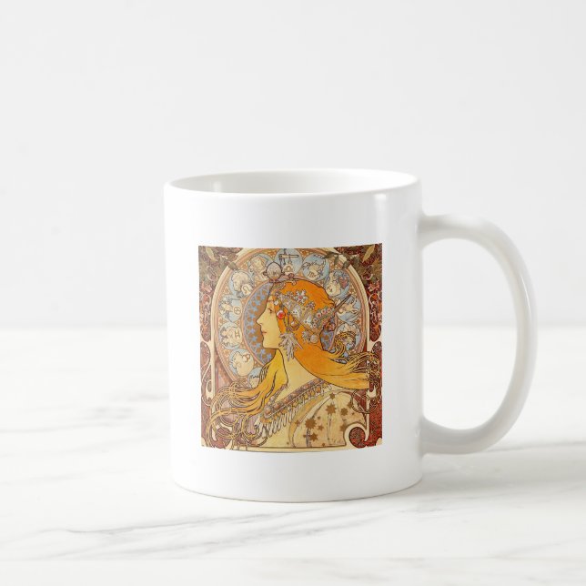 Taza De Café Alfonse Mucha Zodiac Art Nouveau Mujer (Derecha)