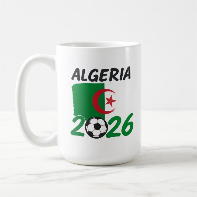 Taza De Café Algeria 2026 Soccer Fan Design with Crescent Star  (Izquierda)