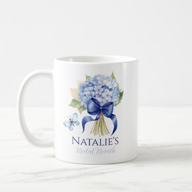 Taza De Café Algo de hidrangea azul Personalizado ducha de novi (Izquierda)